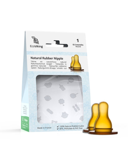 Standard Neck Natural Rubber Nipples (2-Pack) - EcoViking